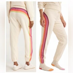 NEW Marine Layer Cloud Nine Cotton Striped Fleece Sweatpants Joggers Sz M